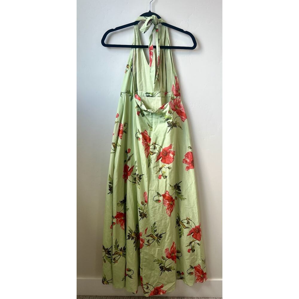 LK Bennett London Kristen Pistachio Poppy Cotton-Silk Backless Dress, Size 10 - Picture 3 of 9